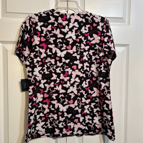 NWT Zoe + Chloe Size S Small Scrub Set Jacket & Top Breast Cancer Awareness - Picture 9 of 10